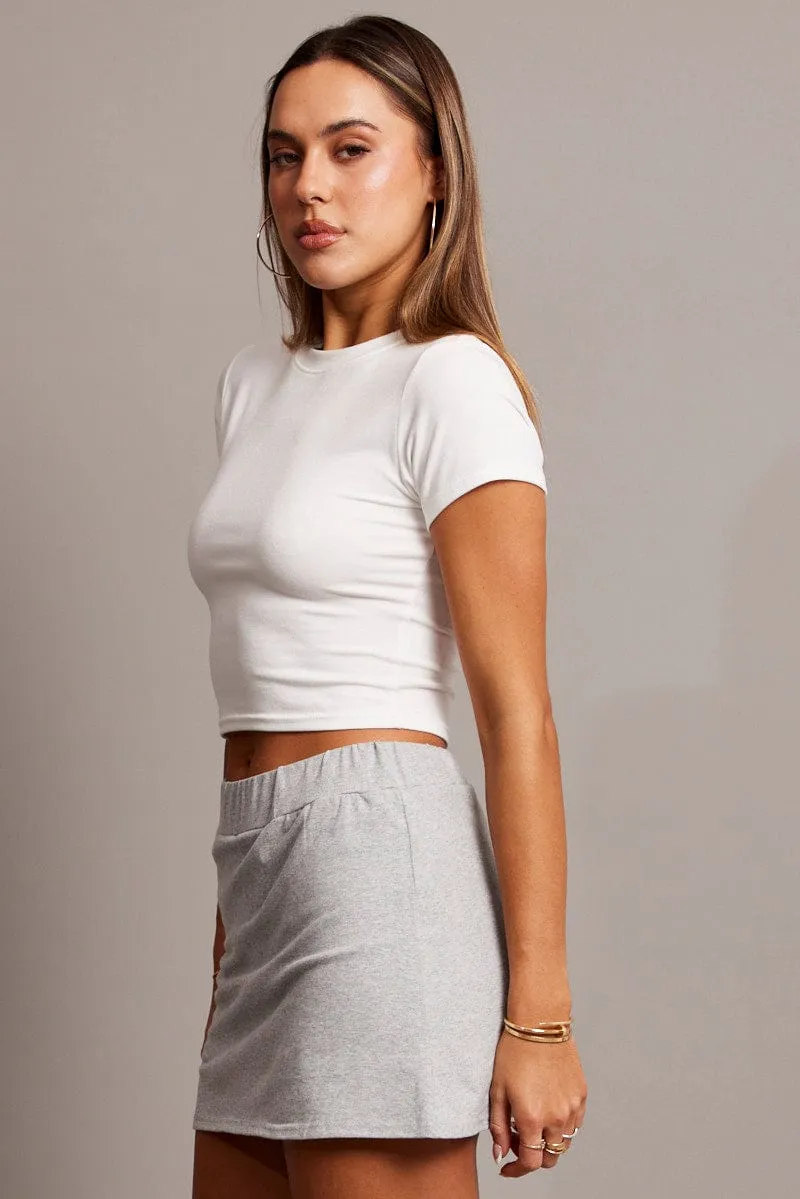Soft Aesthetic Fashion Energy Grey Mini Skort Skirt
