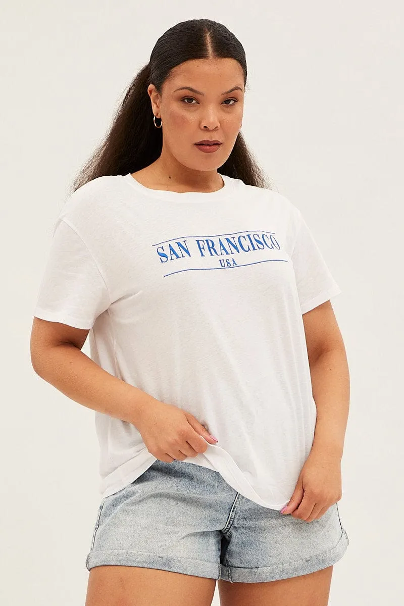 White Short Sleeve White San Francisco T-shirt Everyday Fashion Look