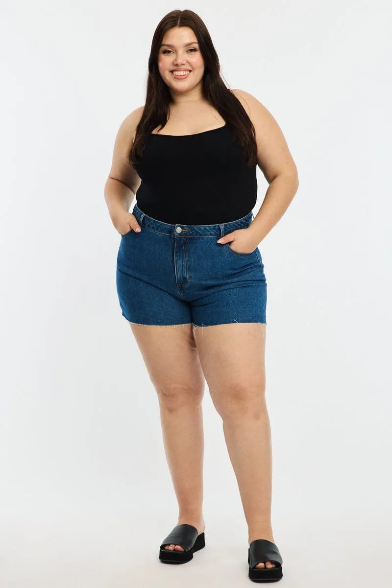 Suede Mood Black Bodysuit Scoop Neck Seamless