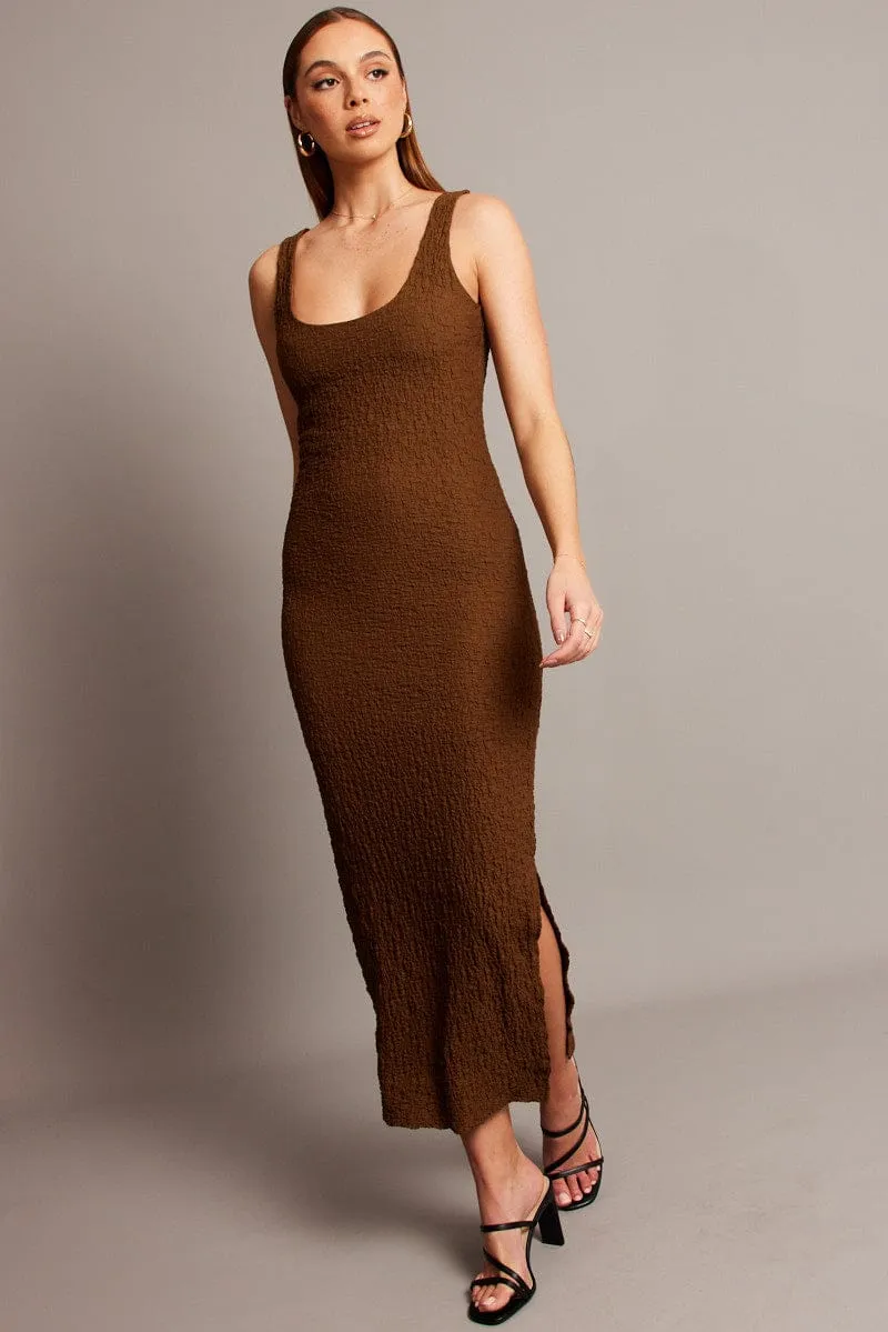 Next Core Brown Bodycon Dress Sleeveless Textured