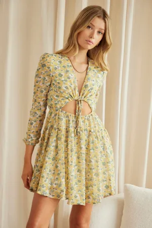 Print Mini Dress Long Sleeve Recycled Polyester Material