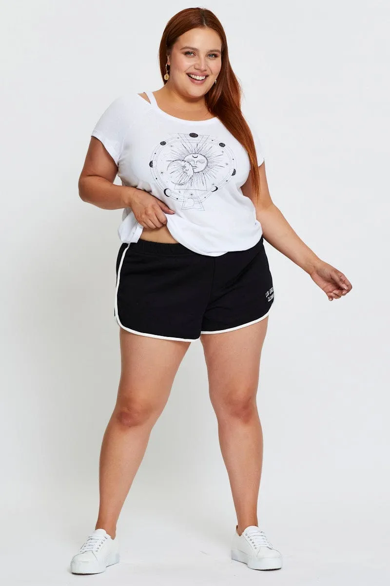 loose but not baggy Placement Graphic T-shirt Celestial Cold Shoulder