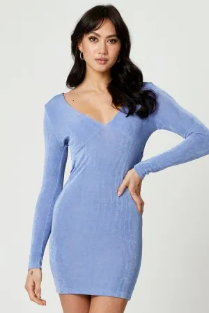 Blue Bodycon Dress Long Sleeve Legend Glow Silver Glow