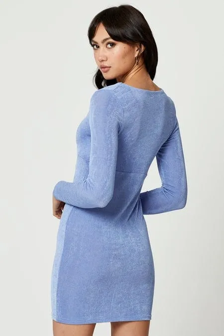 Blue Bodycon Dress Long Sleeve Trendy Fashion Energy Flow