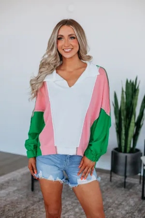 Vanya Oversized Pullover - Kelly Green Mix Ice Fit Match Fit