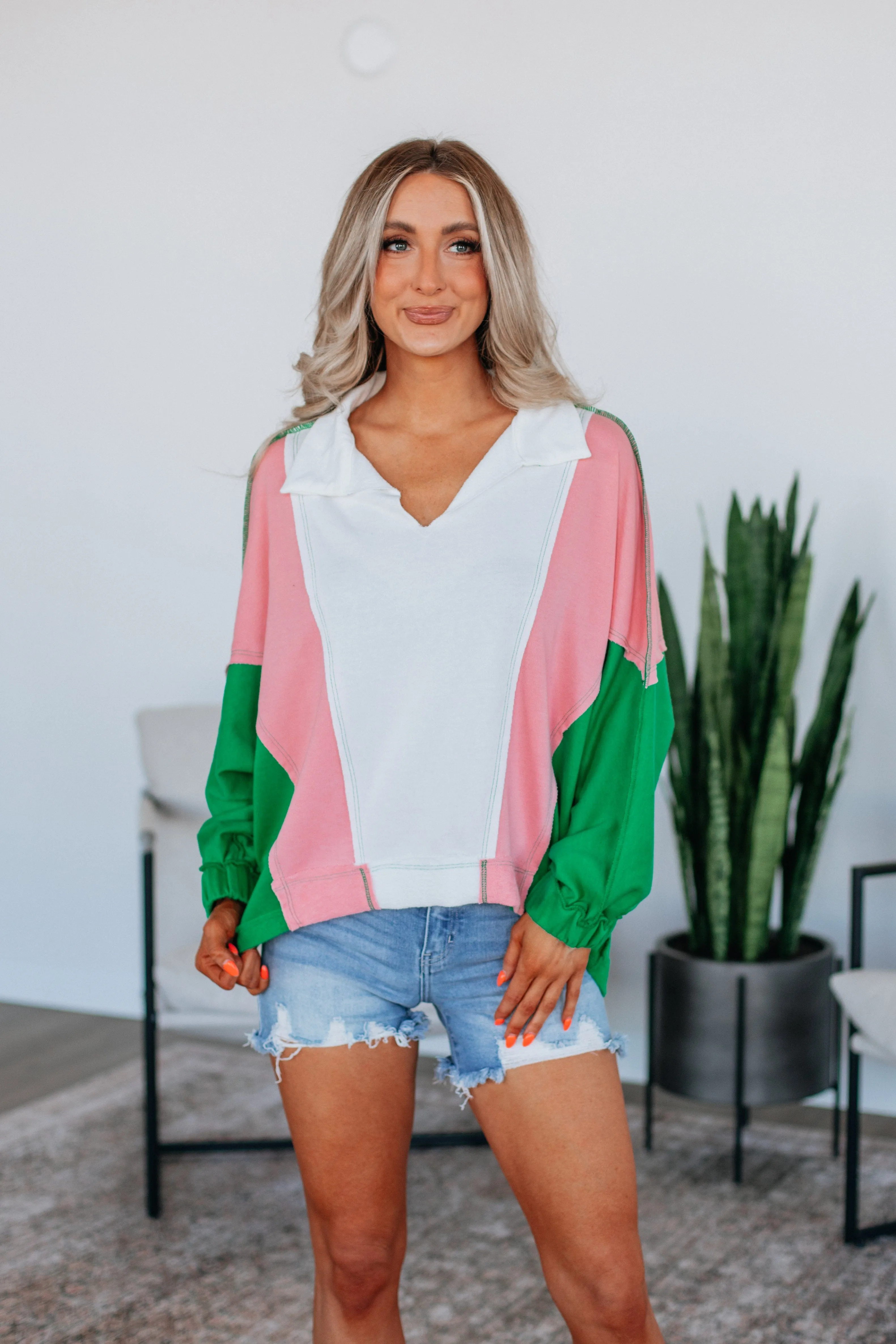 Vanya Oversized Pullover - Kelly Green Mix Kid Play