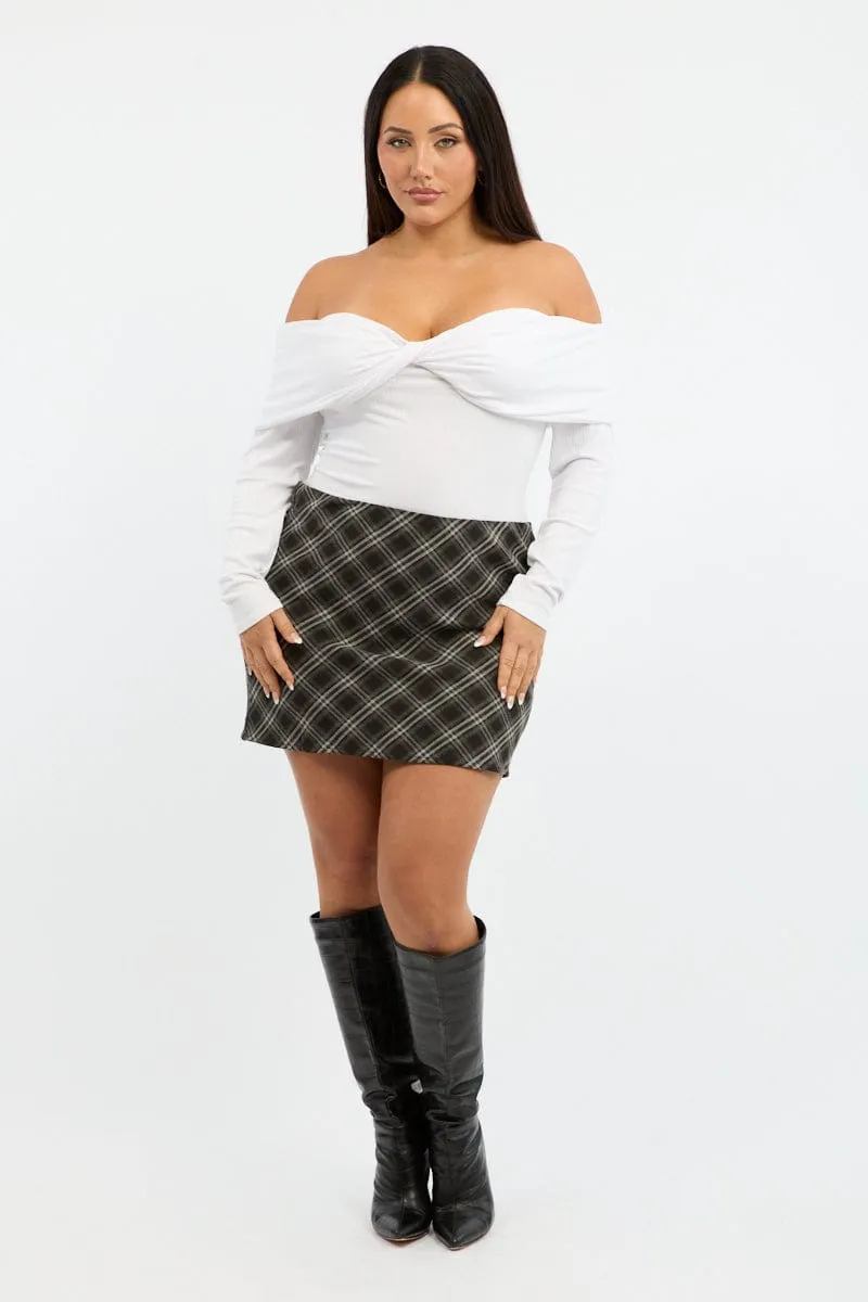 Black Check Mini Bias Skirt Foldable Design