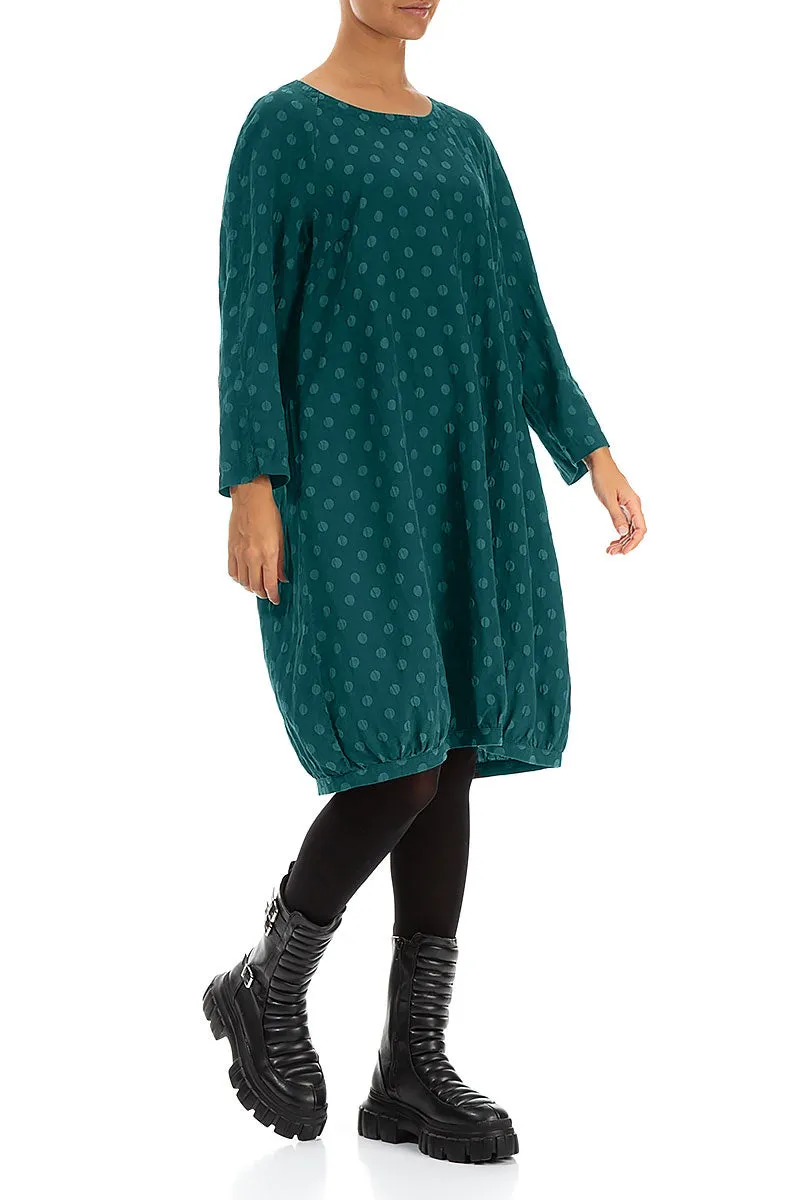 MoistureWicking Fabric Dotty Peacock Balloon Silk Dress