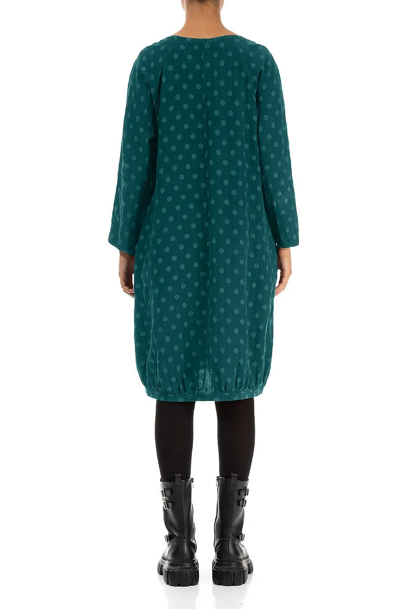 Dotty Peacock Balloon Silk Dress Fashionable Look