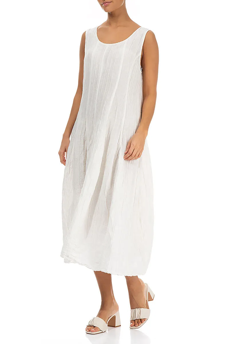 Sleeveless Balloon Crinkled Off White Silk Dress Vital Core Concert Vibe