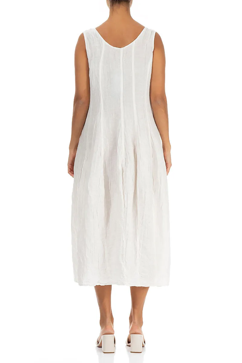 FlexibleMaterial Sleeveless Balloon Crinkled Off White Silk Dress