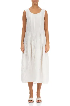 Sleeveless Balloon Crinkled Off White Silk Dress Bold Fashion