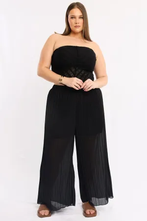 Black Pleat Wide Leg Pants Outfit Staple