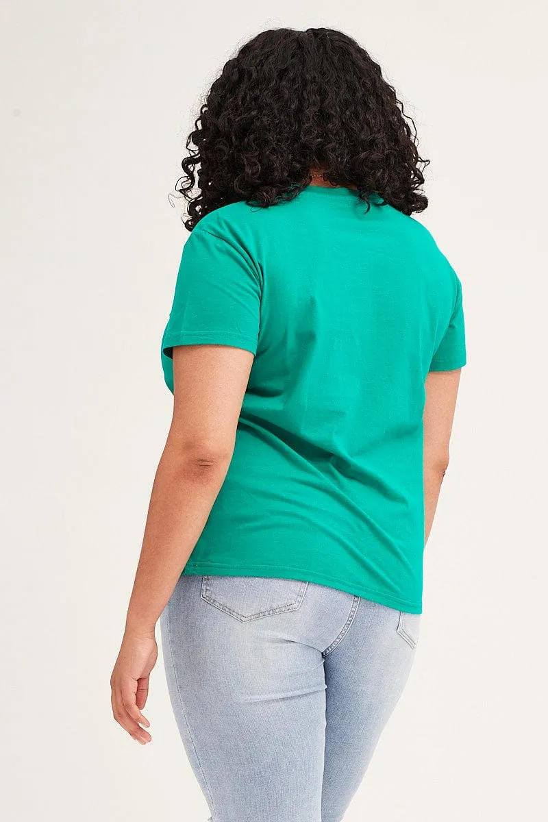 Green Short Sleeve Graphic T-shirt MoistureWickingFabric Everyday Casual