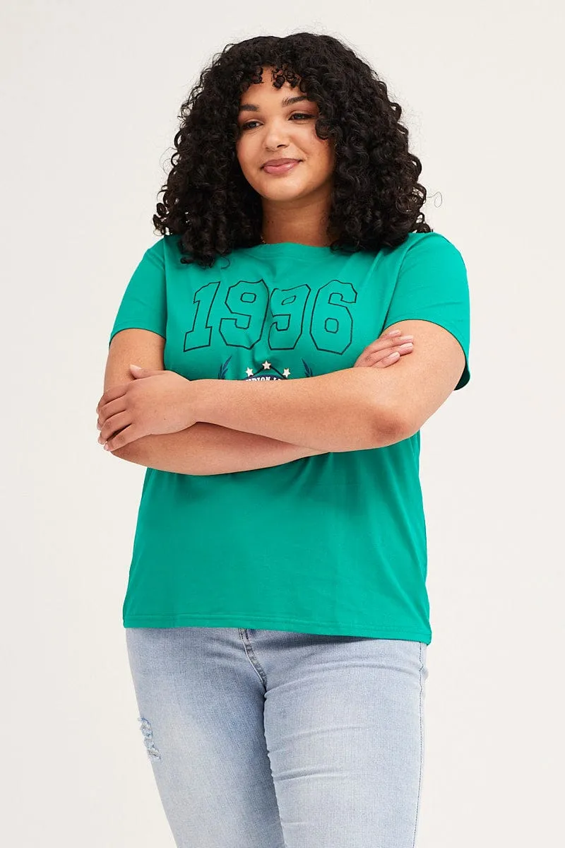 Green Short Sleeve Graphic T-shirt Casual Layers SlimFitDesign
