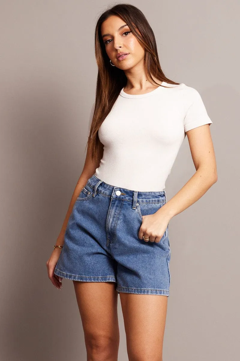 Beige T Shirt Short Sleeve Crew Neck Seamless Energy Flow Athleisure Cool