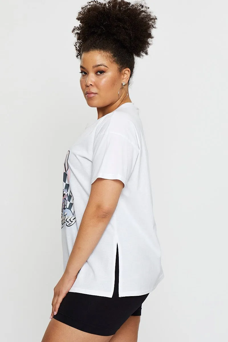 Seasonal Smart White Graphic T-shirt Off Road Short Sleeve Cotton
