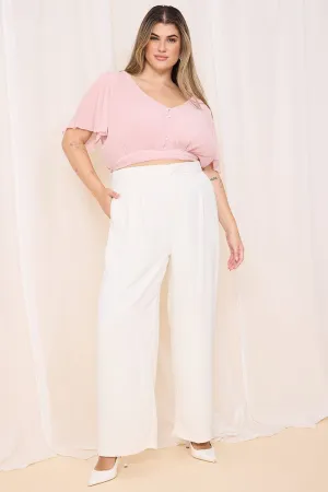 Dynamic Flex Panels On The Go Beige High Rise Wide Leg Tailored Pants