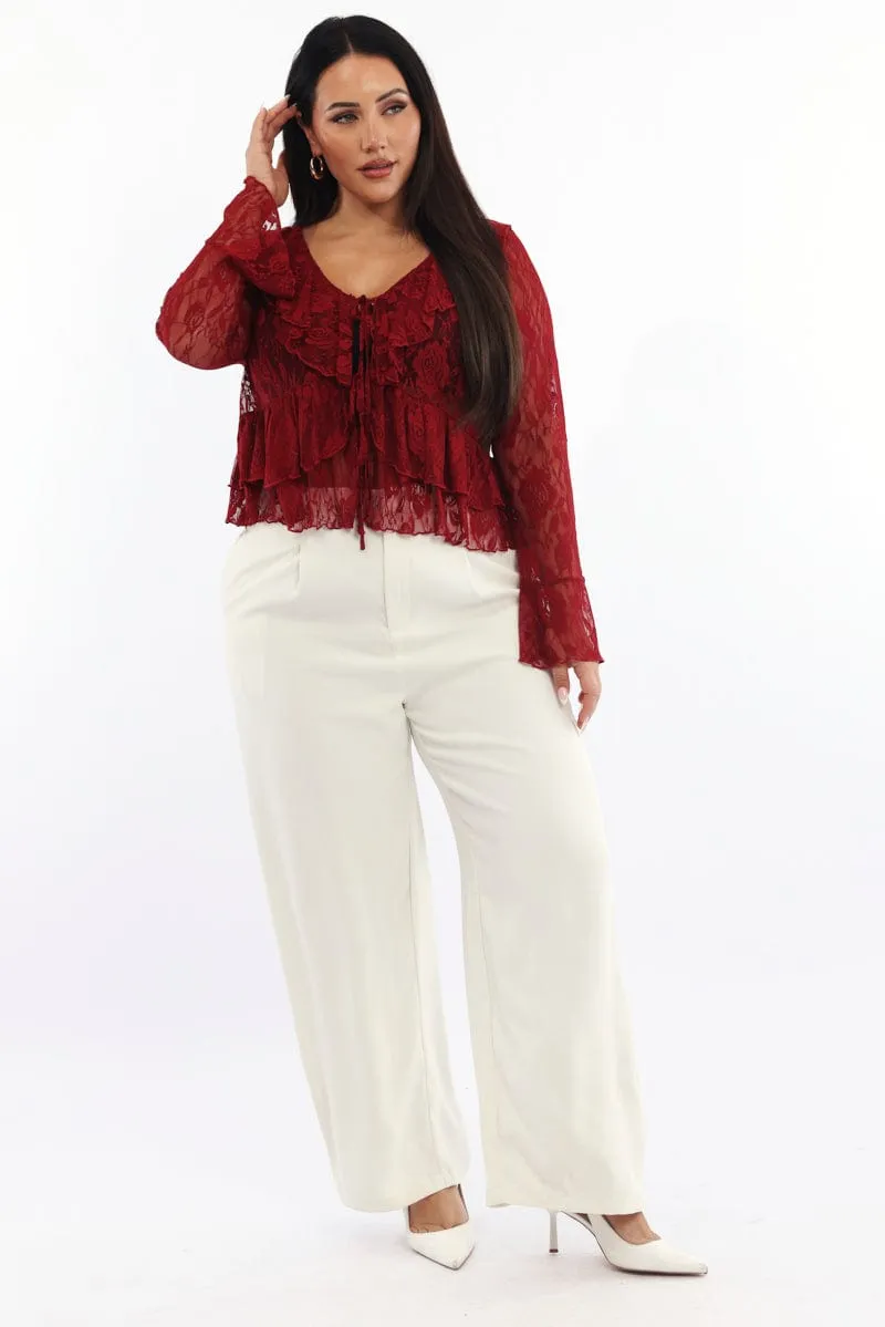 Beige High Rise Wide Leg Tailored Pants Low Maintenance Perfect Fit