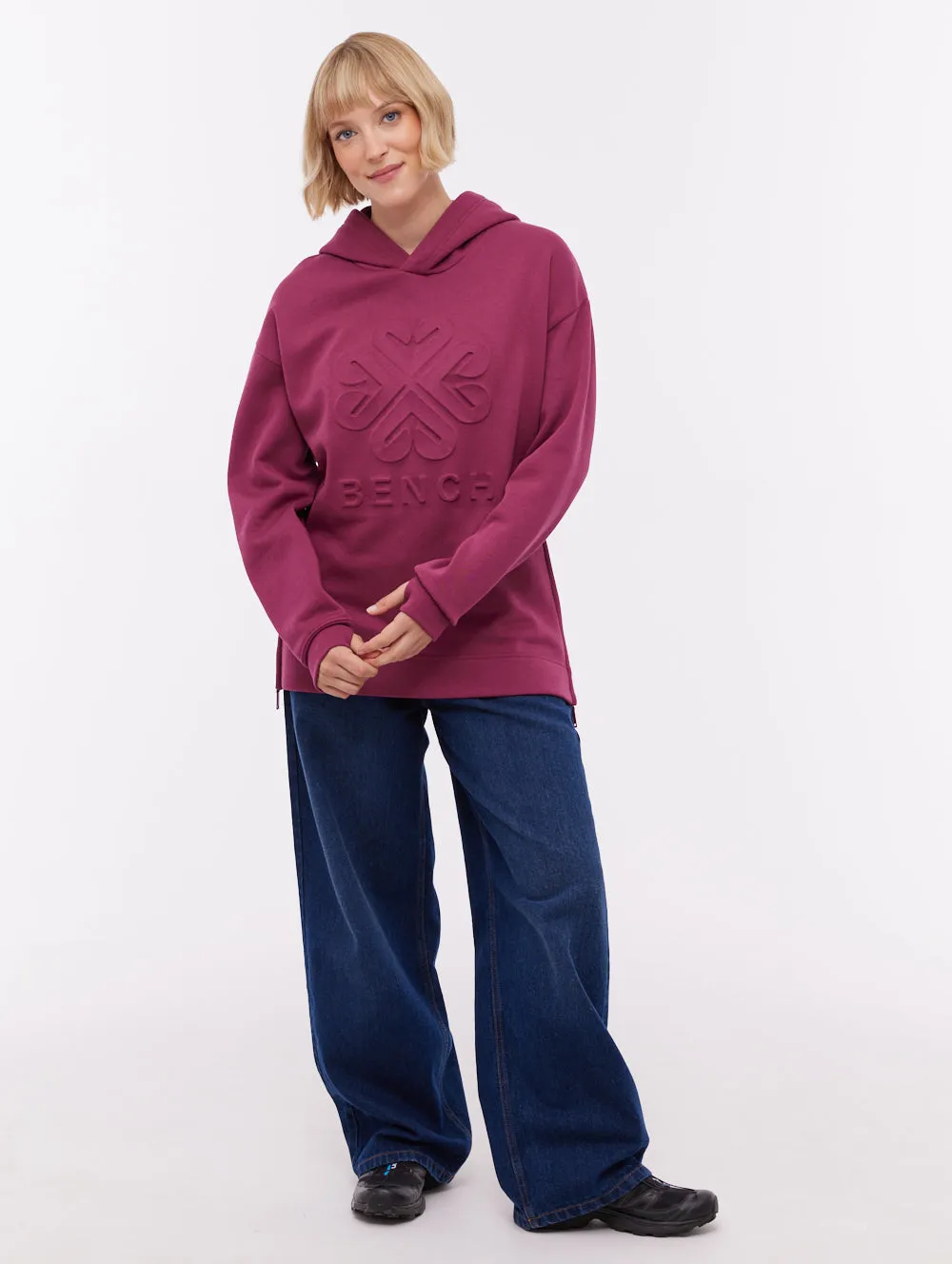 SweatWickingLining Outdoor Wear Rayra Deboss Hoodie - Red