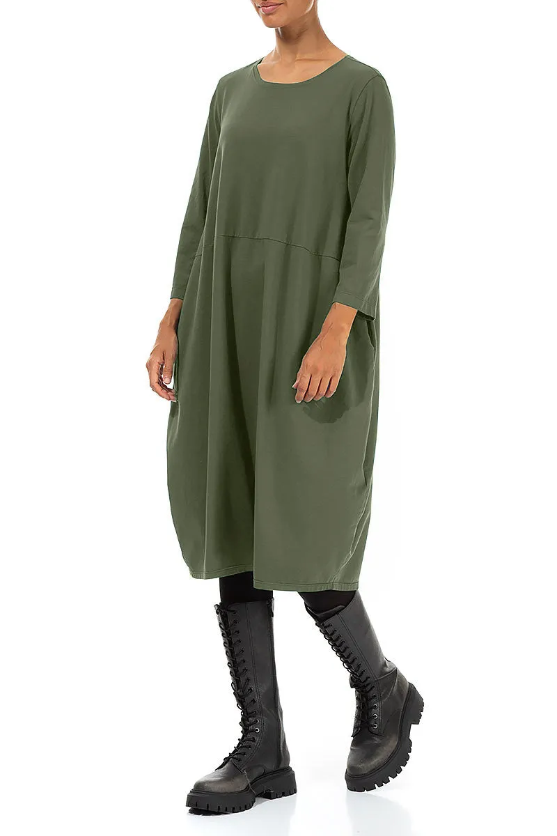Glitter Fit Balloon Forest Mist Cotton Dress