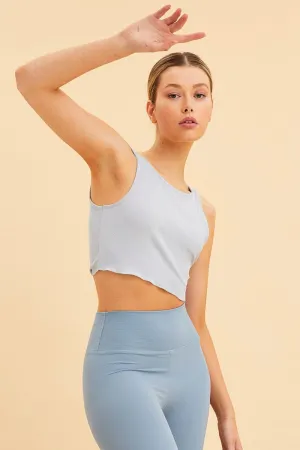 OdorResistant Opaque Core Blue Sleeveless Tank Cross Back Crop Reversible