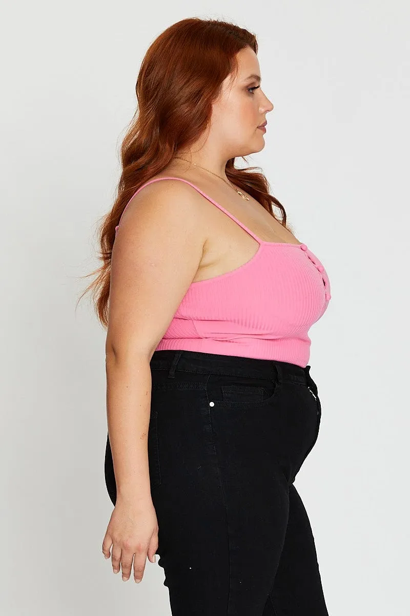 Pink Sleeveless Mini Keyhole Detail Bodysuit premium fabric