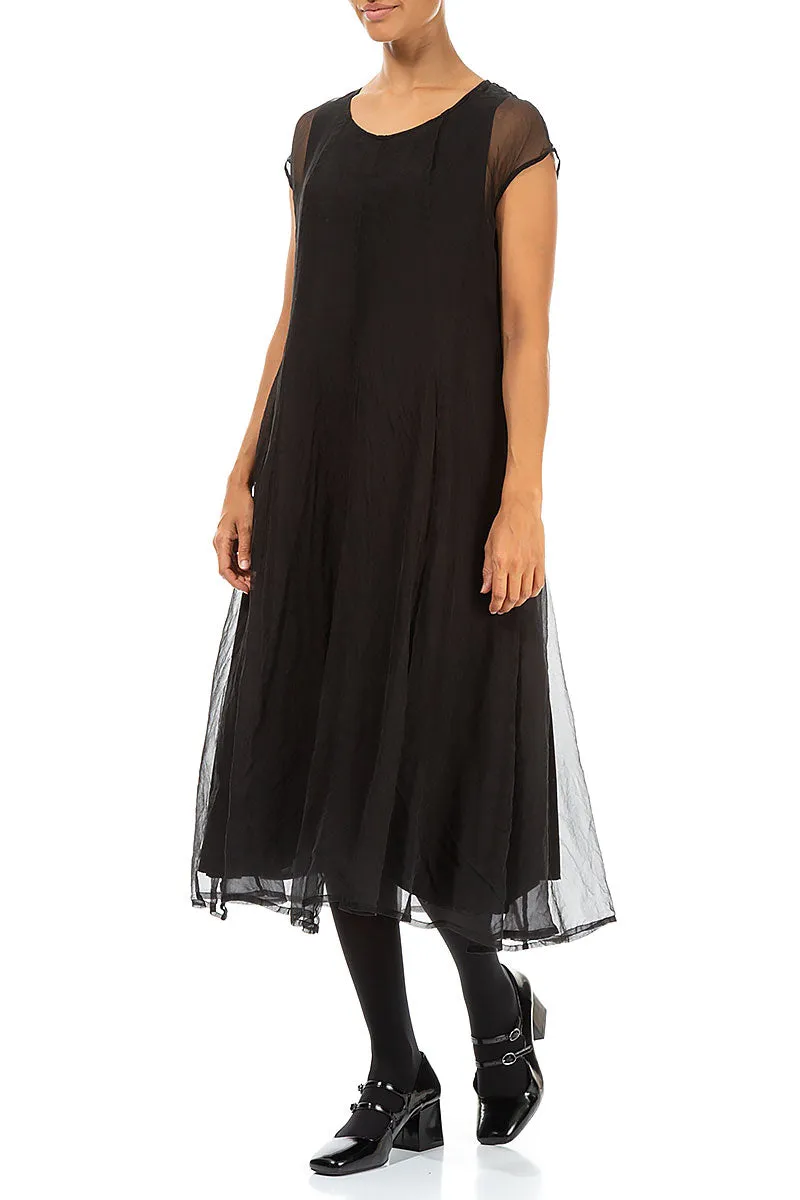 Black Silk Chiffon Dress Outdoor Activity Comfortable fit