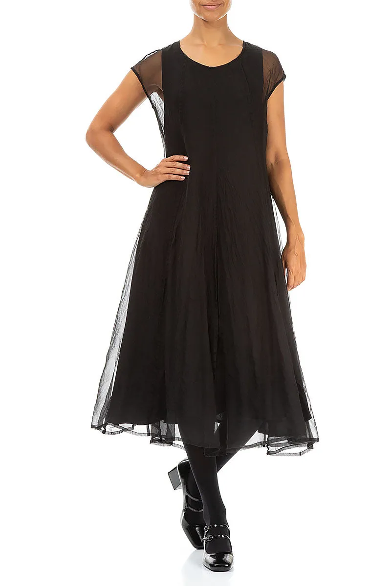 OdorControlTech Black Silk Chiffon Dress