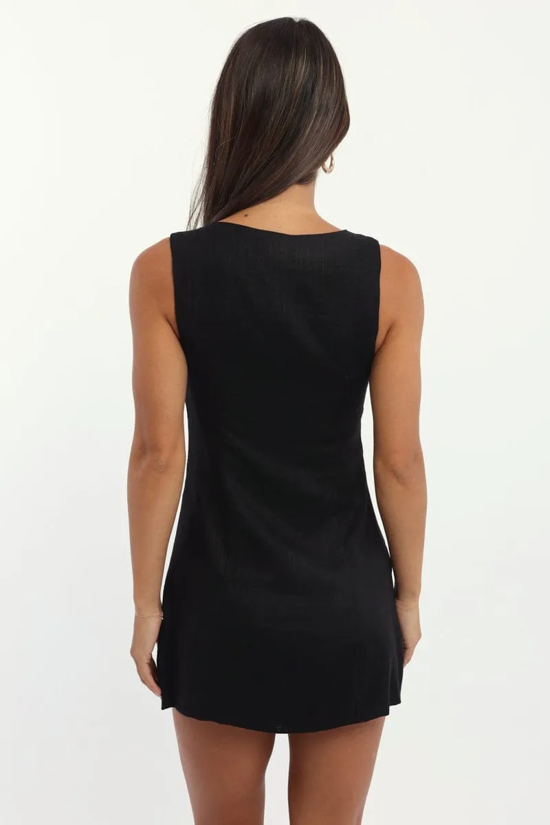 Shine Rush Sexy yet elegant mini Black Vest Dress Mini Button Down