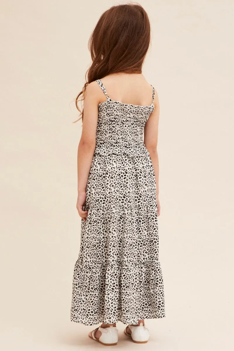 Versatile midi for travel Amber Light Animal Print Kids Midi Dress Singlet Tiered