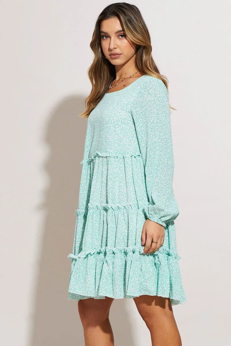 Flattering bodycon mini Print Mini Dress Long Sleeve