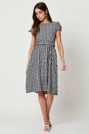 Bamboo Shade Black Check Cross Back Dress
