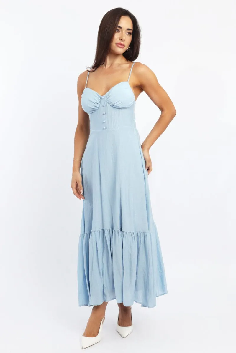 Garden View Vibrant evening maxi Blue Maxi Dress Tiered