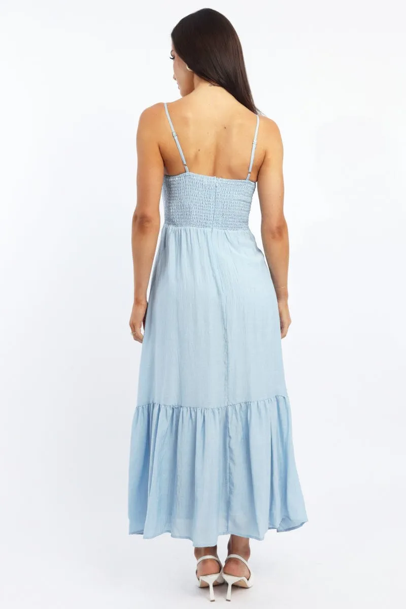 Blue Maxi Dress Tiered Perfect for warmer months this dress provides a light and breezy fit without sacrificing style