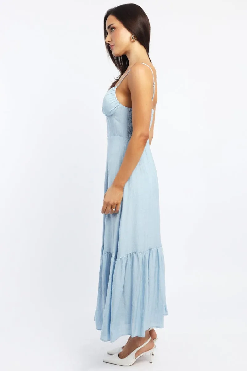 Blue Maxi Dress Tiered Glass Hall Fall Path