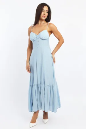 Garden View Vibrant evening maxi Blue Maxi Dress Tiered