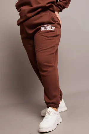Brown Track Pants High Rise Sporty Appeal