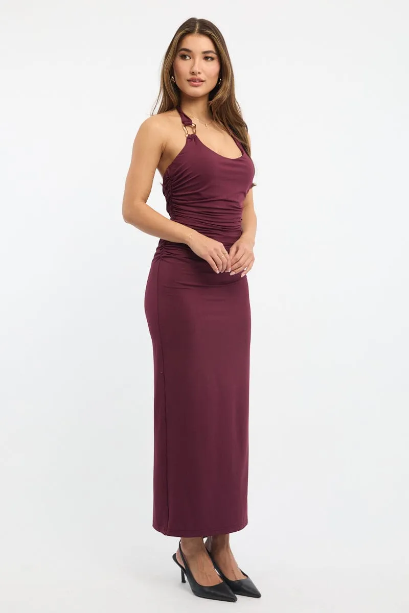 Red Bodycon Dress Halter Neck Shell Beach
