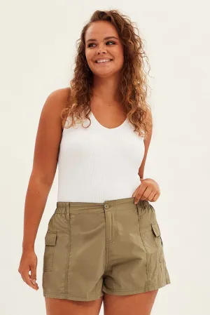 Teen Fresh Free Shape Green Cargo Shorts High Rise
