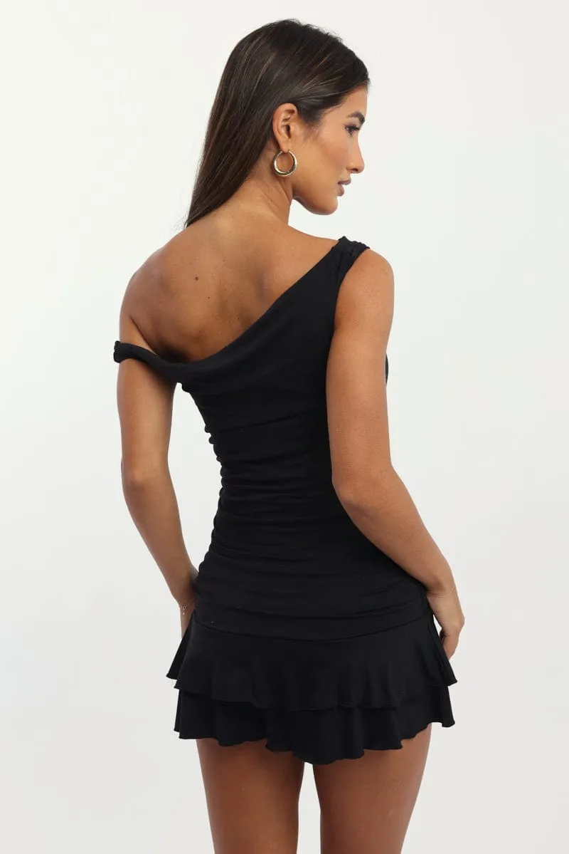 Black Off Shoulder Mini Dress Trend fresh Ready Now