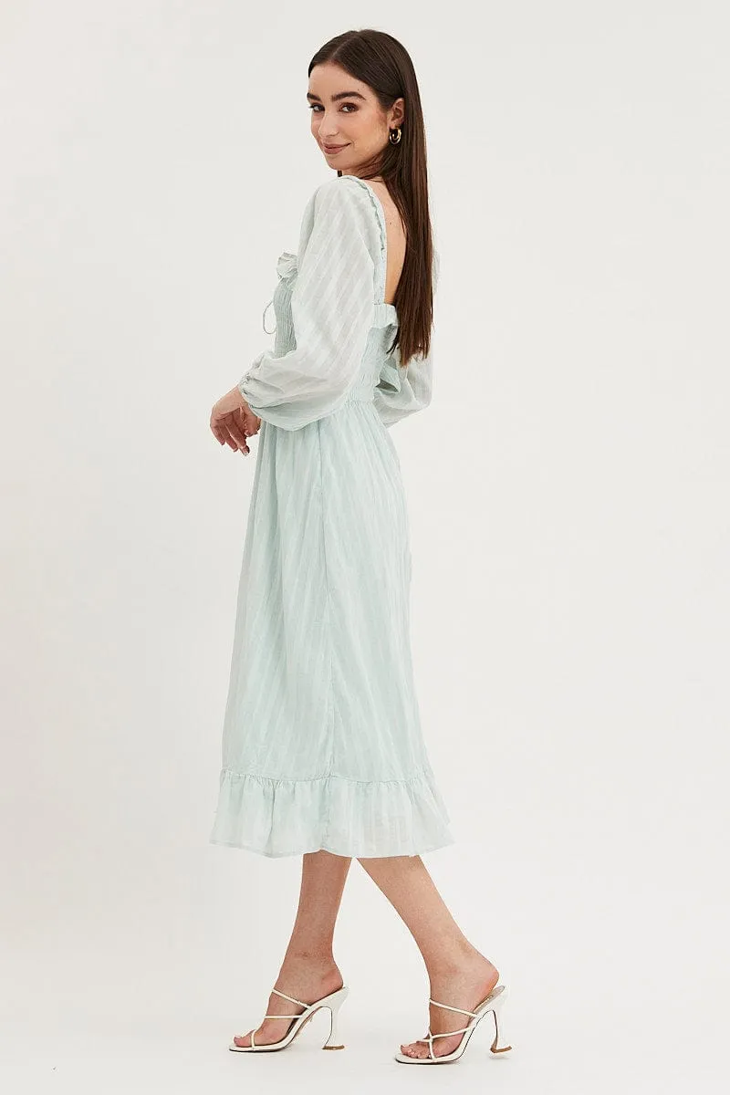 Moonlit Shore With a flattering shape and versatile design this dress is perfect for all occasions Green Midi Dress Long Sleeve Evening