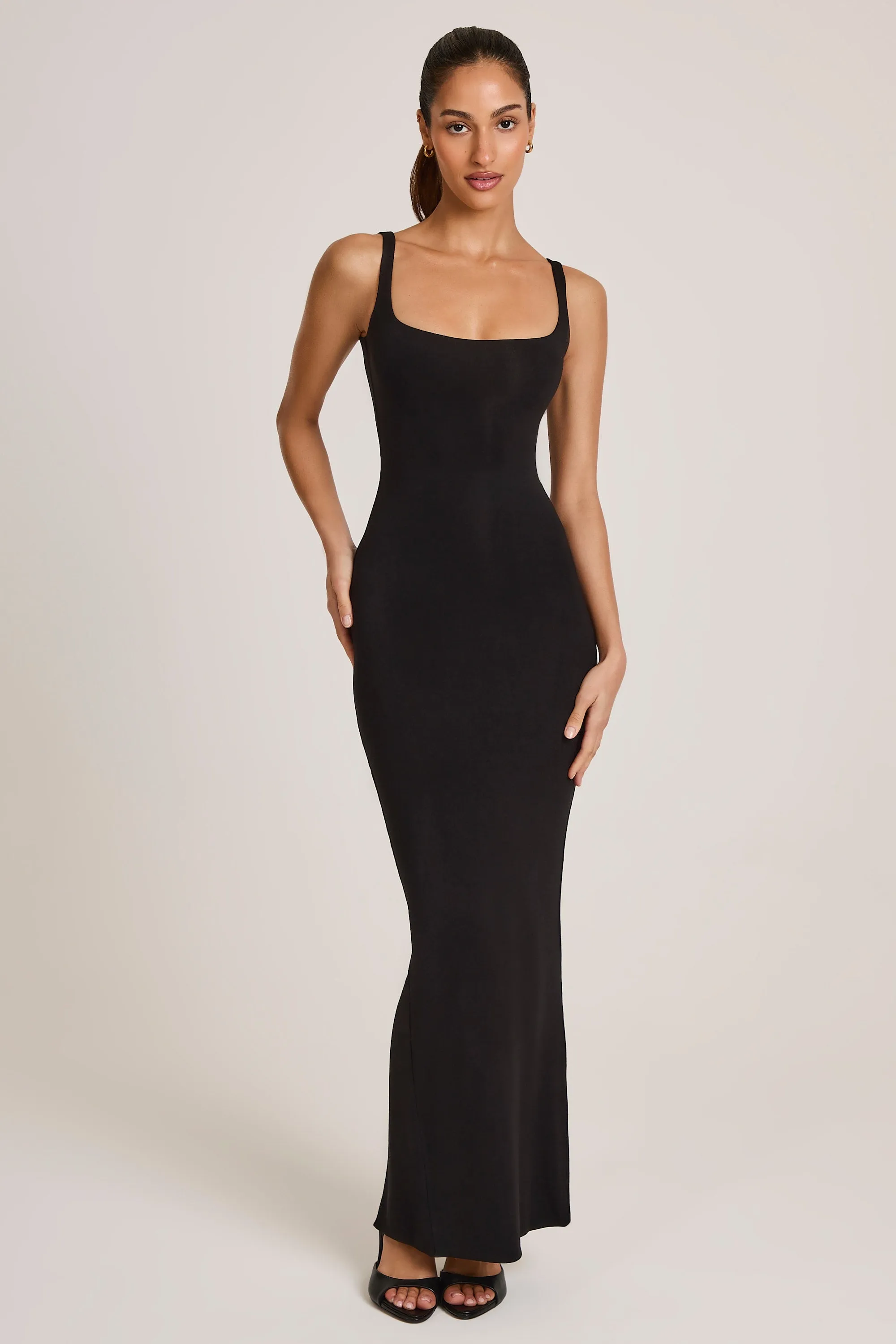 Modal Scoop-Neck Maxi Dress in Black Onyx Glow