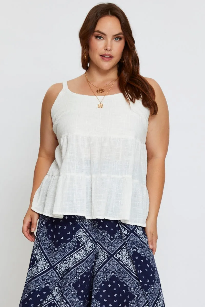 Comfort sleepwear White Shell Top Sleeveless Tie Back Tie