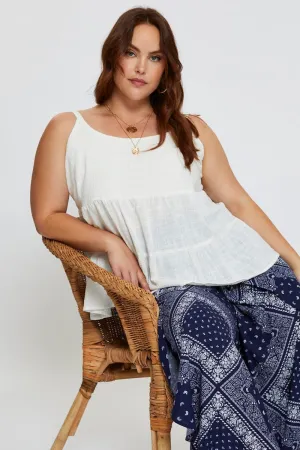Cozy Cardigan White Shell Top Sleeveless Tie Back Tie