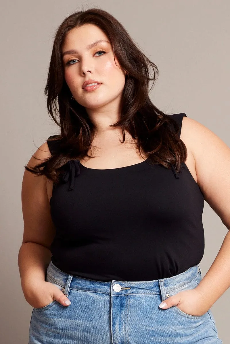 FlexibleWaistband StaticResistant Black Tank Top Supersoft