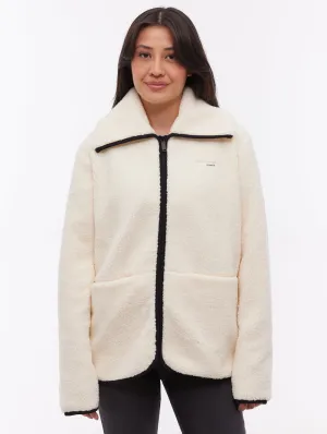 Riah Funnel-Neck Zip-Up - White Relax Mode