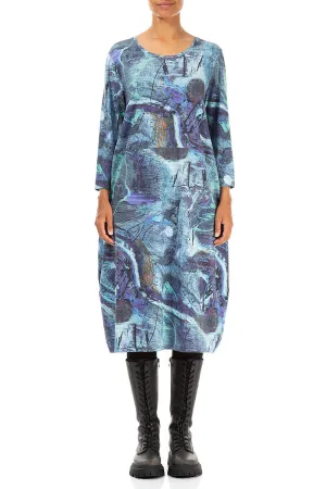 Sustainable Manufacturing Balloon Blue Reverie Cotton Dress