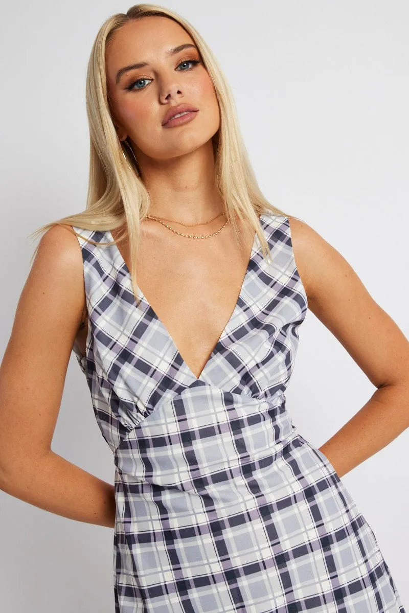 Future Edge Black Check A Line Dress Sleeveless