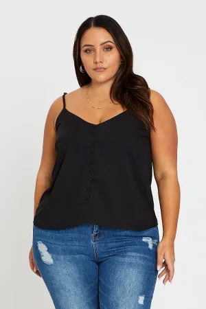 Black Sleeveless Button Cami slow life